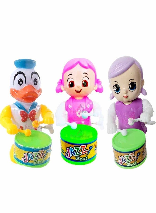 ROSEFAIR Cute Drummer Toy with Drumming and Dancing Action for Kids Baby Rattle Toys Set Toddler Kids Key-Operated Toys Kids (DUCK-PINK-BABY-PAC-03) - Image 1
